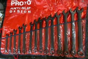 STANLEY/PROTO 14-Piece Quality SAE Black Oxide Combination Wrench Set  Anti-Slip