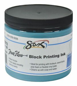 Sax True Flow Water Soluble Block Printing Ink, 1 Pint Jar, Turquoise