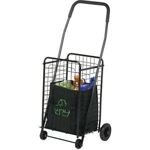 Honey Can Do Steel Folding 4-Wheel Utility Rolling Cart, Black