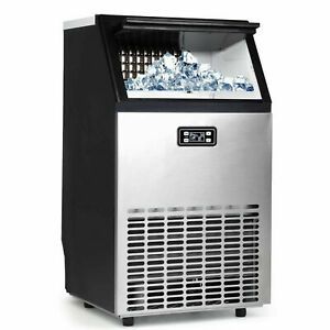 Commercial Ice Maker Stainless Steel Ice Cube Machine Built-in Restaurant 100LBS