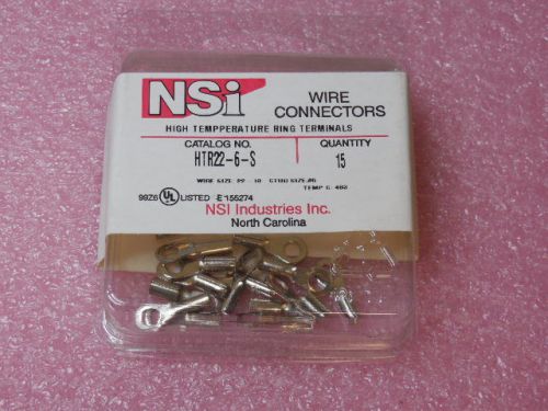 15 pcs nsi htr22-6-s high temp ring terminals #6 22-18awg for sale