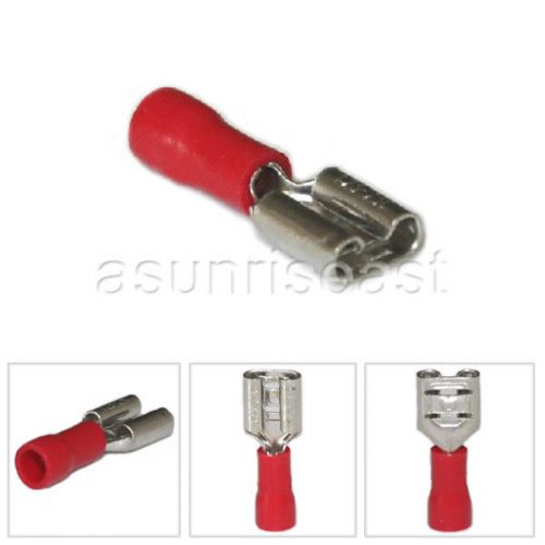 1000x Red 22-16AWG Insulated Female Spade Crimp Cable Terminal 6.4mm FDD1.25-250