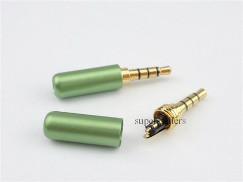Green 3.5mm 4 pole male repair earphones jack plug connector audio soldering for sale