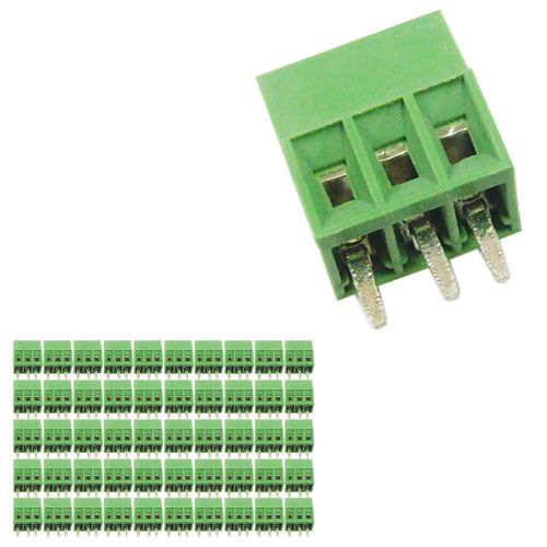 50 pcs 2.54mm Pitch 150V 6A 3P Poles PCB Screw Terminal Block Connector Green