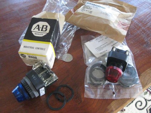 2 pieces Allen Bradley AB 800H-QR10 Indicator Light Pilot blue &amp; red  New