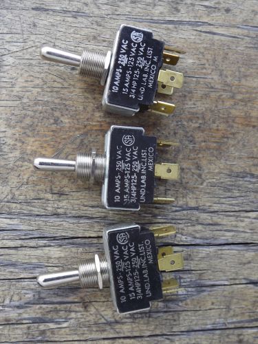 3 Carling15A-125VAC 10A-250VAC 3/4HP125-250VAC DPDT ON-OFF-ON Toggle Switches