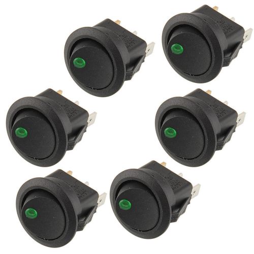 6pcs green led lighted dot round rocker switch 3pin 19mm car boat vehicle for sale