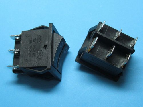 50 black rocker switch on-off dpdt 6 terminal 15a/250v 20a/125v kcd3 without led for sale