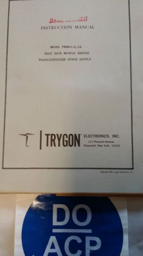 Trygon phr60-2.5 ov half rack module power supply instruction manual  r3-s45 for sale
