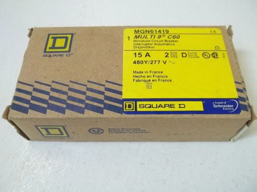 SQUARE D MGN61419 CIRCUIT BREAKER 15AMP,2POLE 480Y/277V *NEW IN A BOX*