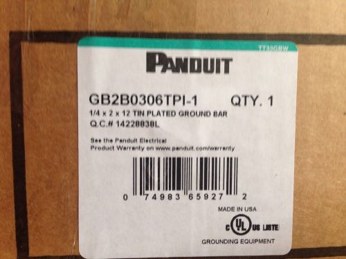 Panduit GB2B0306TPI-1 Solid Copper Tin Plated Ground Bar (New in mfg packaging)