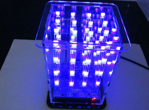 3d lightsquared diy kit 4x4x4 2*5*7mm led cube white led blue ray for sale