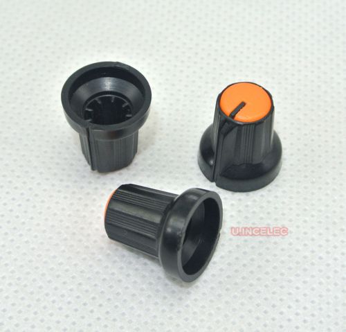20pcs KNOB Pointer,Plastic Black-Orange,for 6mm shaft Pot