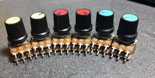 6x B10K 10K OHM Linear Taper Dual Gang  Potentiometers  POT w/ control knob USA