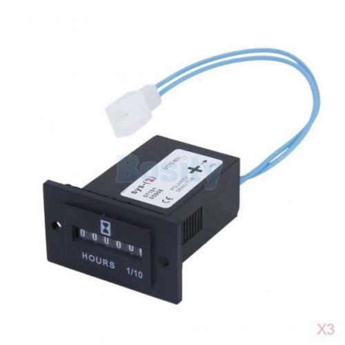 3x dc10-80v hour meter sealed counter gauge with wire for boat car truck engine for sale