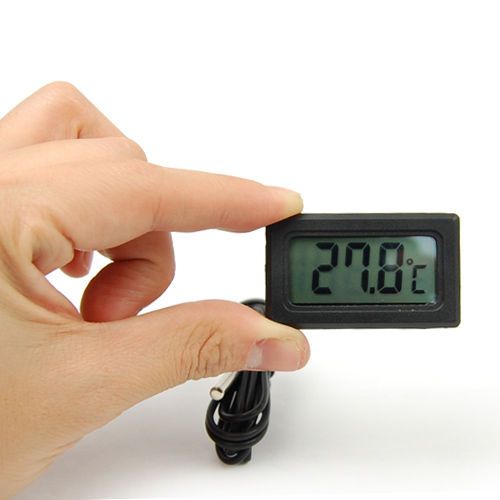 Mini digital lcd display temperature meter themometer w/ 1m cable &amp; metal probe for sale