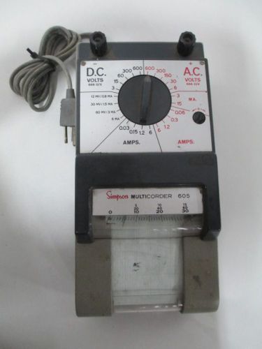 SIMPSON MULTICORDER 605 METER/CHART RECORDERS 100-127V-AC D233410