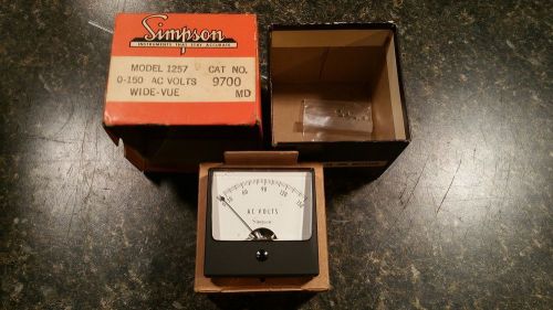 SIMPSON Analog Panel Meter 0-150 AC Volts, Model 1257 NOS
