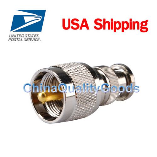 UHF PL259 PL-259 male plug to BNC male straight connector adapter; USA ship
