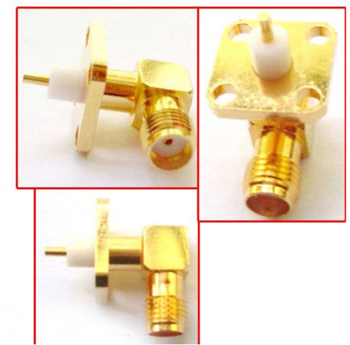 50 pcs sma female jack right angle socket with flange 4 holes ptfe connector for sale