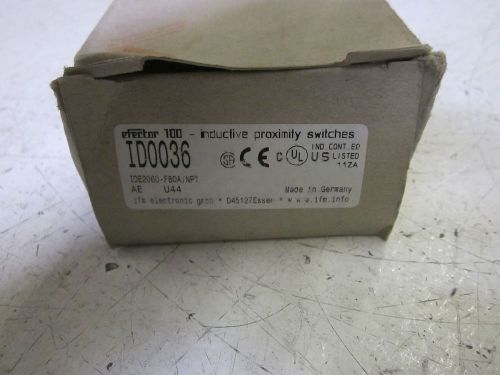 IFM EFECTOR ID0036 PROXIMITY SWITCH IDE2060-FB0A/NPT 250V *NEW IN A BOX*