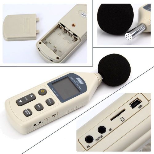 Digital lcd sound noise 30-130db level meter pressure measurement tester + card for sale