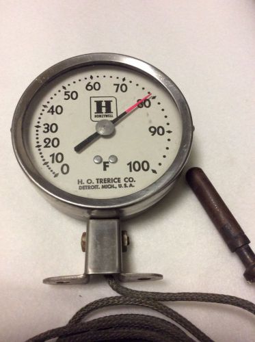 Honeywell vintage thermometer with braided steel line &amp; probe