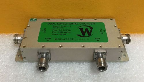 Werlatone C3881-10 0.5 to 32 MHz, 30dB Coupling, 1500W, Dual Directional Coupler