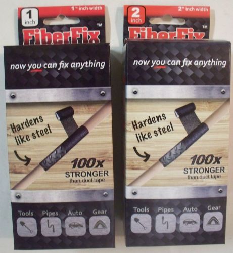 FIBER FIX  2 Rolls: 1&#034; x 40&#034; and 2&#034; x 50&#034; FiberFix Repair Tape - New