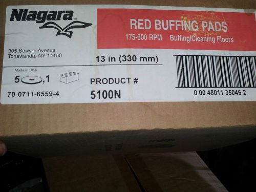 Red 3M Niagara 5100N Floor Buffing / Cleaning Pads -  13&#034; Diameter - 5 per Box