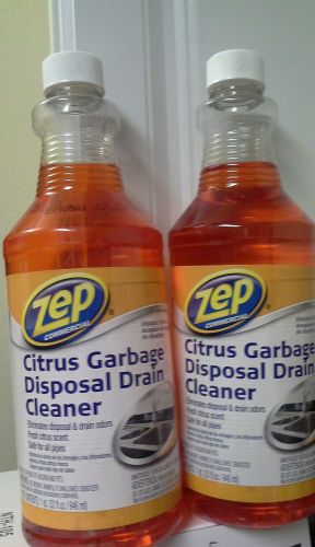 Lot of 2 zep commercial citrus garbage disposal drain cleaner 32 oz zucdd32, new for sale