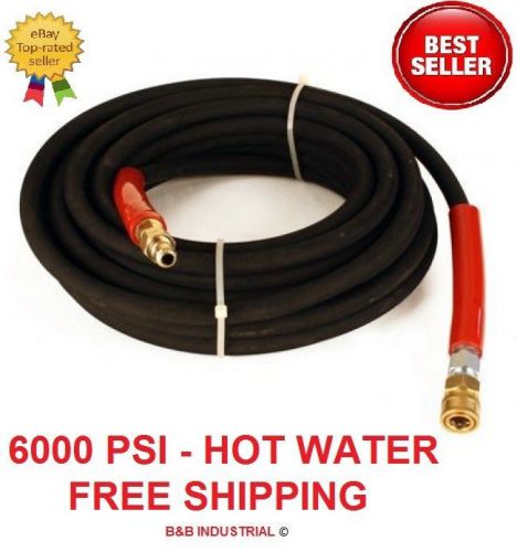 Pressure Washer Hose 50&#039; w/o Couplers - 6000 PSI 50 FT 2 Wire Braid - Hot Water