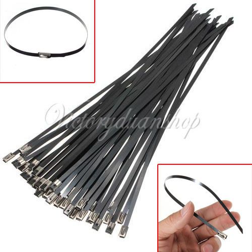 45pcs 11 8&#034; Stainless PVC Coated Self-Locking Cable Ties Zip Straps Header Wrap