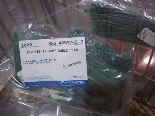 T&amp;B ID Ty-Rap  Cable Tie 3-3/8&#034; Long - GREEN with red stripes - bag of 1000 pcs.