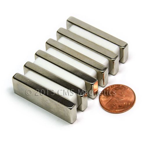 N42 1.5x1/2x3/16&#034; ndfeb neodymium magnets strong 4 pc for sale