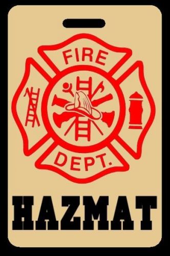 Tan hazmat firefighter luggage/gear bag tag - free personalization for sale