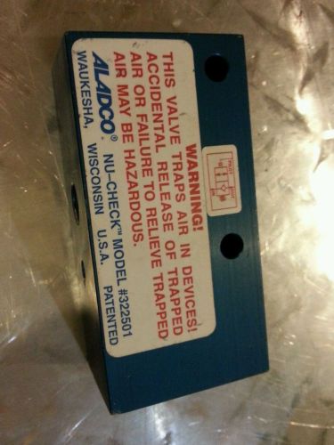 Aladco nu-check 322501 pneumatic valve 1/4&#034; nptf no override .air lock for sale
