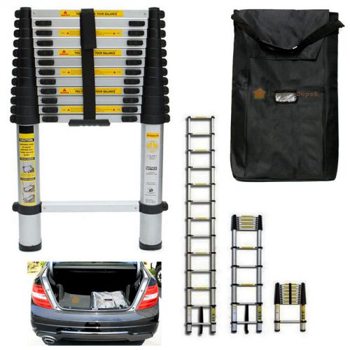Ansi 330lbs 12.5ft telescoping aluminum extension telescope ladder w/ carry bag for sale