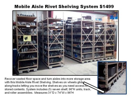 Aisle saving rivet rack industrial sliding shelves for sale