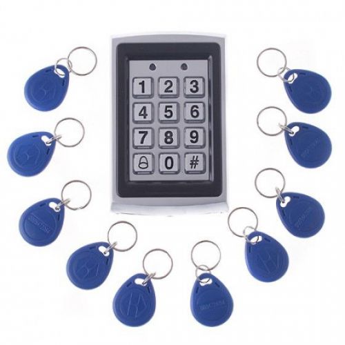 Door RFID Proximity Reader Access Control Keypad +10 Free RFID Keys Cards Metal