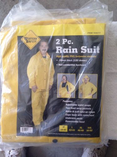NEW 35mm thick 2 pc high quality PVC Rain suit size Medium 38-40 Yellow Men&#039;s