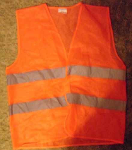 Orange Mesh Safety Vest Silver Gray Stripes XL Work Walking Running