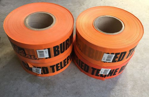 (4 Rolls) Ideal 42-103 &#034;CAUTION BURIED TELEPHONE LINE BELOW&#034;  Orange, 3 x 1000&#039;