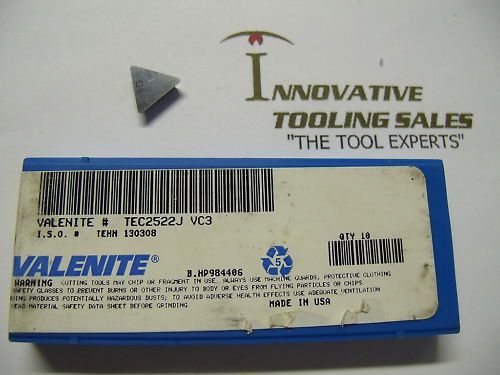 Tec 2.522j carbide inserts grade vc3 valenite 10 pcs for sale