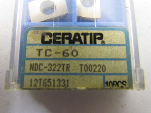 Ceratip ndc-322tr t00220 12t651331 ceramic insert tc-60 box of 10pcs for sale