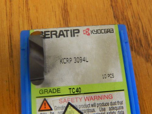 Kyocera Ceratip KCRP 3094L TC-40 Ceramic Insert .187&#034; Wide