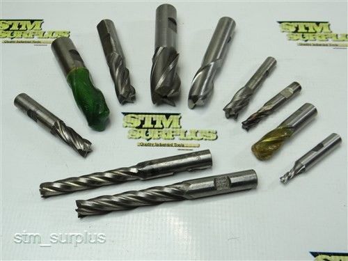 NICE LOT OF 7 HSS STRAIGHT SHANK SINGLE ENDED END MILLS 5/8&#034; TO 3/4&#034; MORSE