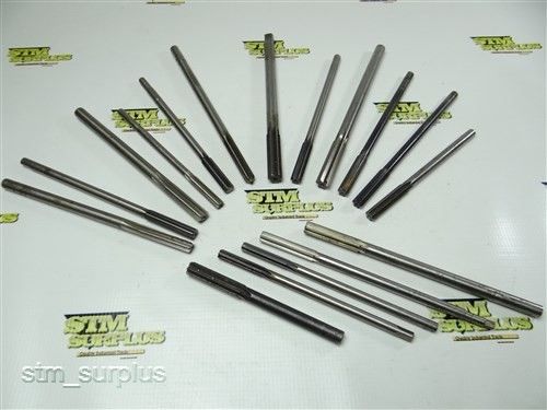 Lot of 17 hss straight shank reamers 5/16&#034; to 1/2&#034; cleveland for sale