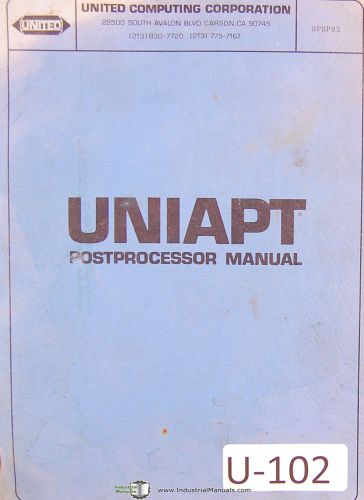 Uniapt Bridgeport Series II, Postprocessor Manual Year (1974)