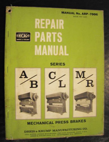 Chicago series a/b, c/l, m/r repair parts manual for sale